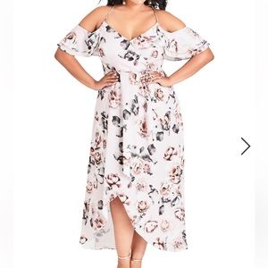 City Chic Champagne Rose Cold Shoulder Maxi Dress XXL/24